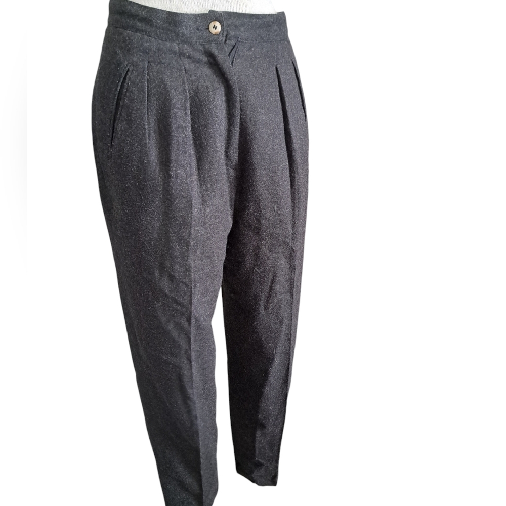 VTG SAVANNAH WOOL trousers dress pants lined grey lightweight high waist ITALY 8